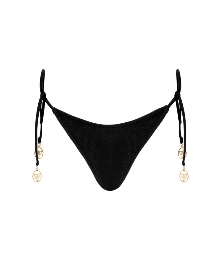 Noire Bas de bikini taille basse string a nouer sur les cotes S Vivien Vance